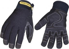 Youngstown - Size L (9) Synthetic Suede Cold Protection & Waterproof Work Gloves - For Mechanic's & Lifting, Uncoated, Hook & Loop Cuff, Full Fingered, Black, Paired - Industrial Tool & Supply
