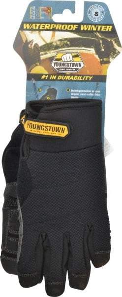 Youngstown - Size S (7) Synthetic Suede Cold Protection & Waterproof Work Gloves - For Mechanic's & Lifting, Uncoated, Hook & Loop Cuff, Full Fingered, Black, Paired - Industrial Tool & Supply
