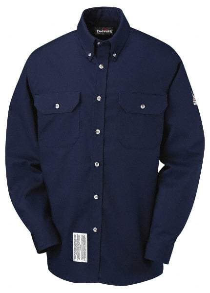 VF Imagewear - Size 2XL, Navy Blue, Flame Resistant/Retardant, Long Sleeve Button Down Shirt - 63-3/8" Chest, 2 Pockets, Excel FR ComforTouch - Industrial Tool & Supply