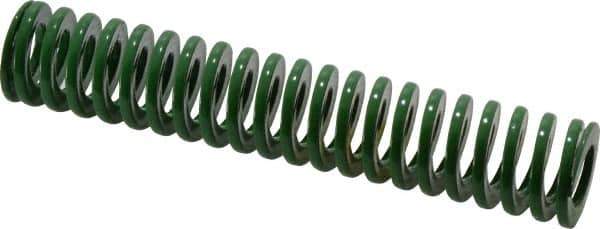 Dayton Lamina - 3/4" Hole Diam, 3/8" Rod Diam, 4" Free Length, Green Die Spring - 6.8 Lb Max Deflection, 1.61" Max Deflection, Light Duty, Chromium Vanadium Steel - Industrial Tool & Supply