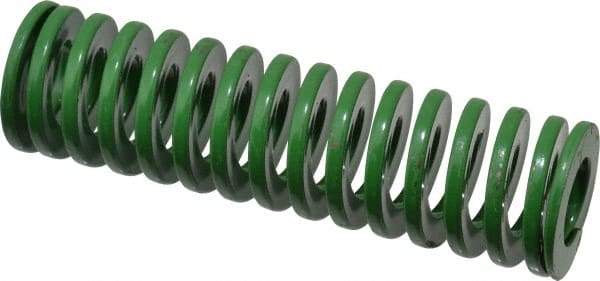 Dayton Lamina - 1" Hole Diam, 1/2" Rod Diam, 3-1/2" Free Length, Green Die Spring - 14.1 Lb Max Deflection, 1.4" Max Deflection, Light Duty, Chromium Vanadium Steel - Industrial Tool & Supply