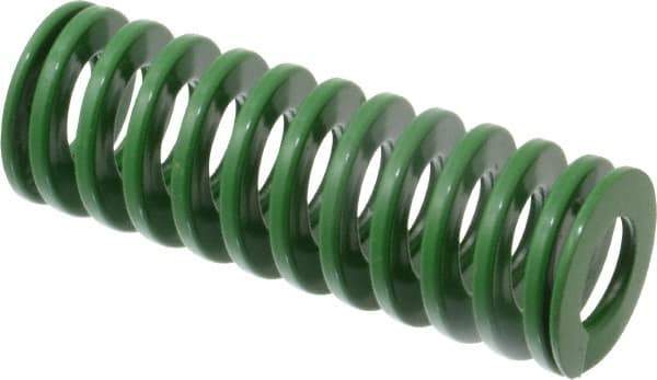 Dayton Lamina - 1-1/4" Hole Diam, 5/8" Rod Diam, 3-1/2" Free Length, Green Die Spring - 22.2 Lb Max Deflection, 1.4" Max Deflection, Light Duty, Chromium Vanadium Steel - Industrial Tool & Supply