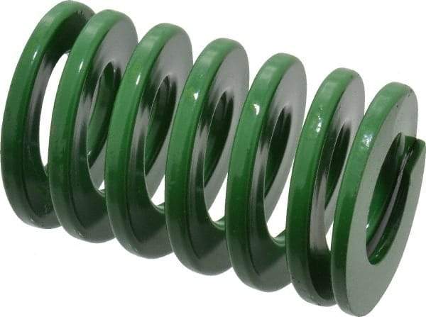 Dayton Lamina - 2" Hole Diam, 1" Rod Diam, 3" Free Length, Green Die Spring - 72 Lb Max Deflection, 1.2" Max Deflection, Light Duty, Chromium Vanadium Steel - Industrial Tool & Supply