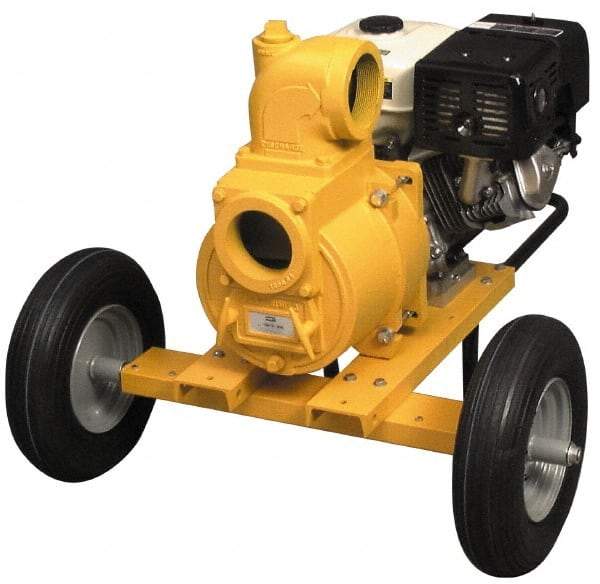 American Machine & Tool - 13.0 HP, 3,600 RPM, 4 Port Size, 2 Solids Handling, Honda OHV, Self Priming Engine Pump - Aluminum, 6.9 Quart Tank Size, Buna-N and Silicon Carbide Shaft Seal, Stainless Steel Shaft Sleeve - Industrial Tool & Supply