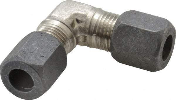 Made in USA - 3/8" OD, Grade 316Stainless Steel Union Elbow - -75 to 750°F, 5/8" Hex, Comp x Comp Ends - Industrial Tool & Supply