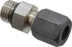 Made in USA - 3/8" OD, Grade 316Stainless Steel Male Connector - -75 to 750°F, 11/16" Hex, Comp x Straight Thread O-Ring Ends - Industrial Tool & Supply