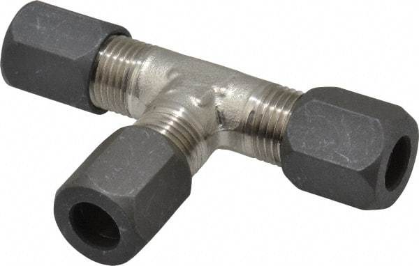Made in USA - 3/8" OD, Grade 316Stainless Steel Union Tee - -75 to 750°F, 9/16" Hex, Comp x Comp x Comp Ends - Industrial Tool & Supply