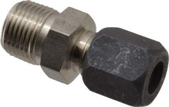 Made in USA - 3/8" OD, Grade 316Stainless Steel Male Connector - -75 to 750°F, 3/4" Hex, Comp x MPT Ends - Industrial Tool & Supply