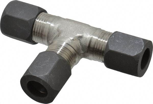 Made in USA - 1/2" OD, Grade 316Stainless Steel Union Tee - -75 to 750°F, 3/4" Hex, Comp x Comp x Comp Ends - Industrial Tool & Supply