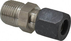 Made in USA - 1/2" OD, Grade 316Stainless Steel Male Connector - -75 to 750°F, 7/8" Hex, Comp x MPT Ends - Industrial Tool & Supply