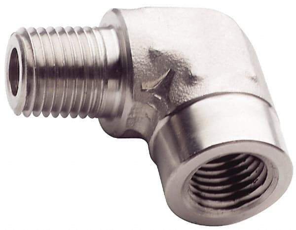 Made in USA - 3/4" Grade 316 Stainless Steel Pipe 90° Street Elbow - MNPT x FNPT End Connections, 3,000 psi - Industrial Tool & Supply