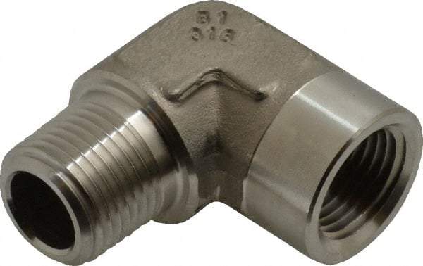 Made in USA - 1/2" Grade 316 Stainless Steel Pipe Fitting - FNPTF x MNPTF End Connections - Industrial Tool & Supply