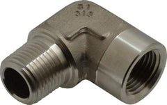 Made in USA - 1/2" Grade 316 Stainless Steel Pipe Fitting - FNPTF x MNPTF End Connections - Industrial Tool & Supply