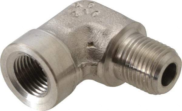 Made in USA - 1/8" Grade 316 Stainless Steel Pipe Fitting - FNPTF x MNPTF End Connections - Industrial Tool & Supply