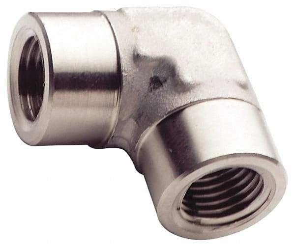 Made in USA - 3/8" Grade 316 Stainless Steel Pipe 90° Female Elbow - FNPTF x FNPTF End Connections - Industrial Tool & Supply