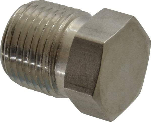 Made in USA - 1-1/2" Grade 316 Stainless Steel Pipe Hex Head Plug - MNPT End Connections, 3,600 psi - Industrial Tool & Supply