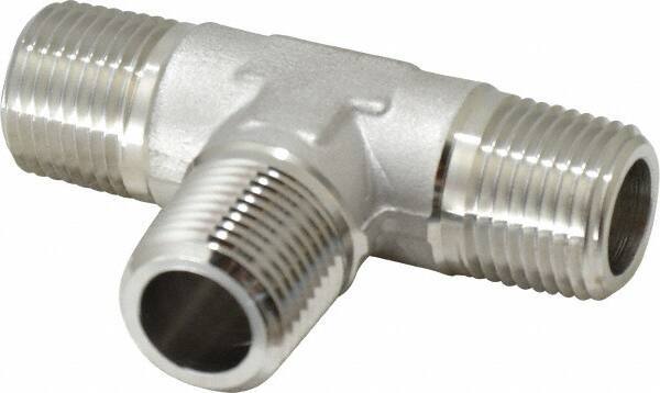 Made in USA - 3/4" Grade 316 Stainless Steel Pipe Tee - MNPT End Connections, 3,000 psi - Industrial Tool & Supply