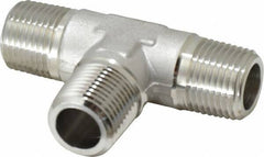 Made in USA - 3/8" Grade 316 Stainless Steel Pipe Tee - MNPTF x MNPTF x MNPTF End Connections - Industrial Tool & Supply
