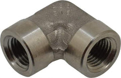 Made in USA - 1/4" Grade 316 Stainless Steel Pipe 90° Female Elbow - FNPTF x FNPTF End Connections - Industrial Tool & Supply