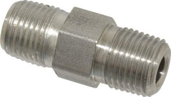 Made in USA - 1/8" Grade 316 Stainless Steel Pipe Hex Nipple - MNPTF x MNPTF End Connections - Industrial Tool & Supply