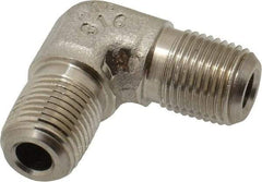Made in USA - 1/8" Grade 316 Stainless Steel Pipe 90° Male Elbow - MNPTF x MNPTF End Connections - Industrial Tool & Supply