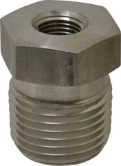 Made in USA - 1/2 x 1/8" Grade 316 Stainless Steel Pipe Hex Bushing - MNPTF x FNPTF End Connections - Industrial Tool & Supply