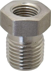Made in USA - 1/4 x 1/8" Grade 316 Stainless Steel Pipe Hex Bushing - MNPTF x FNPTF End Connections - Industrial Tool & Supply