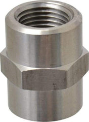Made in USA - 1-1/4" Grade 316 Stainless Steel Pipe Hex Coupling - FNPT End Connections, 3,000 psi - Industrial Tool & Supply