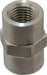 Made in USA - 1/4" Grade 316 Stainless Steel Pipe Hex Coupling - FNPTF x FNPTF End Connections - Industrial Tool & Supply