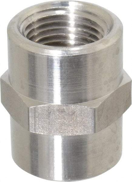 Made in USA - 3/8" Grade 316 Stainless Steel Pipe Hex Coupling - FNPTF x FNPTF End Connections - Industrial Tool & Supply