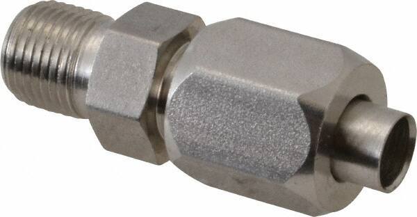 Made in USA - 1" Tube OD, 37° Stainless Steel Flared Tube Male Connector - 1-1/4-11-1/2 NPTF, Flare x MNPTF Ends - Industrial Tool & Supply