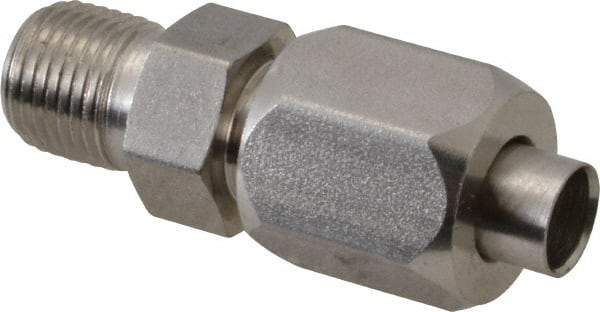 Made in USA - 1-1/4" Tube OD, 37° Stainless Steel Flared Tube Male Connector - 1-1/4-11-1/2 NPTF, Flare x MNPTF Ends - Industrial Tool & Supply