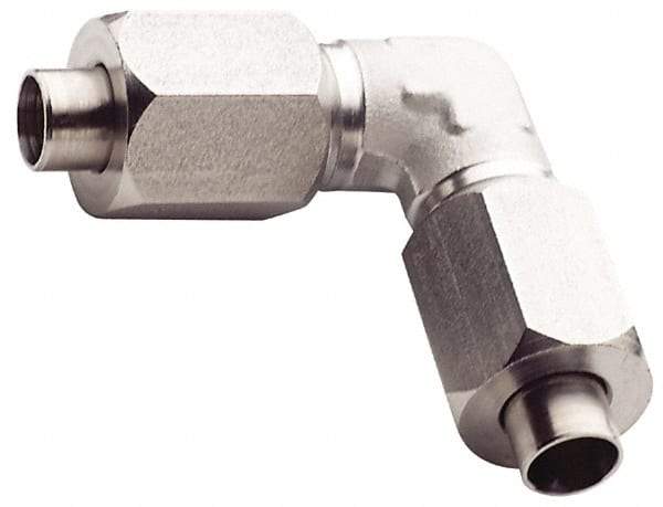 Made in USA - 2" Tube OD, 37° Stainless Steel Flared Tube Union Elbow - 2-1/2-12 UNF, Flare x Flare Ends - Industrial Tool & Supply