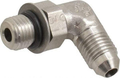 Made in USA - 1" Tube OD, 37° Stainless Steel Flared Tube Straight Thread Elbow - 1-5/16-12 UNF, Flared to Male SAE O-Ring Ends - Industrial Tool & Supply