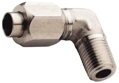 Made in USA - 5/8" Tube OD, 37° Stainless Steel Flared Tube Male Elbow - 1/2-14 NPTF, Flare x MNPTF Ends - Industrial Tool & Supply