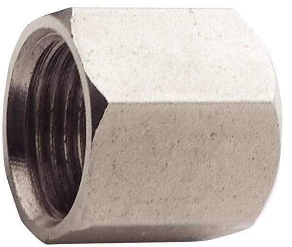 Made in USA - 1-1/4" Tube OD, 37° Stainless Steel Flared Tube Nut - 1-5/8-12 UNF, Flare Ends - Industrial Tool & Supply