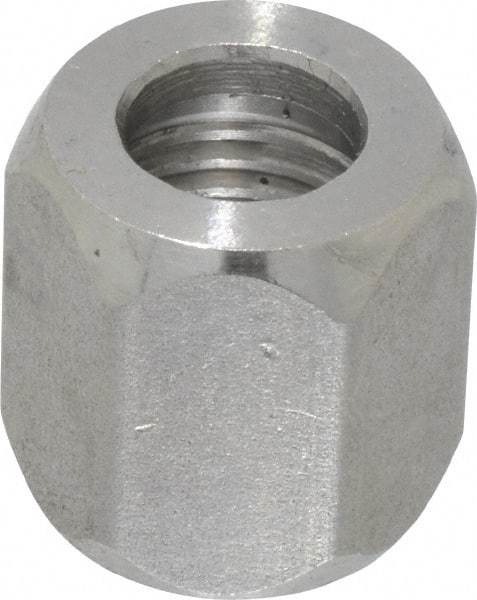 Made in USA - 1/4" Tube OD, 37° Stainless Steel Flared Tube Nut - 7/16-20 UNF, Flare Ends - Industrial Tool & Supply