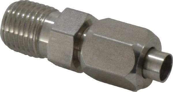 Made in USA - 1/4" Tube OD, 37° Stainless Steel Flared Tube Male Connector - 1/4-18 NPTF, Flare x MNPTF Ends - Industrial Tool & Supply