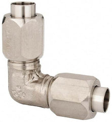 Made in USA - 3/8" Tube OD, 37° Stainless Steel Flared Tube Union Elbow - Flare x Flare Ends - Industrial Tool & Supply