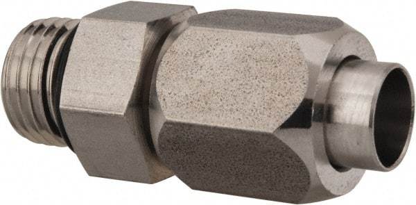 Made in USA - 3/8" Tube OD, 37° Stainless Steel Flared Tube Male Connector - 9/16-18 UNF, Flared to Male SAE O-Ring Ends - Industrial Tool & Supply