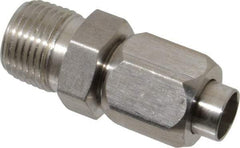 Made in USA - 3/8" Tube OD, 37° Stainless Steel Flared Tube Male Connector - 3/8-18 NPTF, Flare x MNPTF Ends - Industrial Tool & Supply