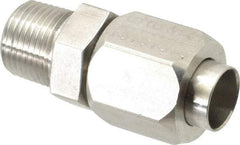Made in USA - 1/2" Tube OD, 37° Stainless Steel Flared Tube Male Connector - 3/8-18 NPTF, Flare x MNPTF Ends - Industrial Tool & Supply