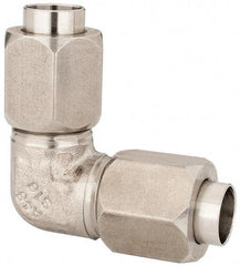 Made in USA - 1/2" Tube OD, 37° Stainless Steel Flared Tube Union Elbow - 3/4-16 UNF, Flare x Flare Ends - Industrial Tool & Supply