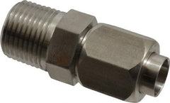 Made in USA - 1/2" Tube OD, 37° Stainless Steel Flared Tube Male Connector - 1/2-14 NPTF, Flare x MNPTF Ends - Industrial Tool & Supply