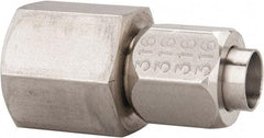 Made in USA - 1/2" Tube OD, 37° Stainless Steel Flared Tube Female Connector - 1/2-14 NPTF, Flare x FNPT Ends - Industrial Tool & Supply