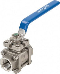 Legris - 1" Pipe, Full Port, Stainless Steel Standard Ball Valve - 3 Piece, Inline - One Way Flow, FBSPP x FBSPP Ends, Lever Handle, 435 WOG - Industrial Tool & Supply