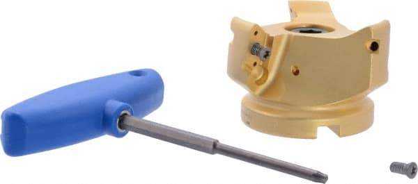 Iscar - 3 Inserts, 3" Cut Diam, 1" Arbor Diam, 0.807" Max Depth of Cut, Indexable Square-Shoulder Face Mill - 0/90° Lead Angle, 2" High, HM90 APCR 2206.. Insert Compatibility, Through Coolant, Series Helialu - Industrial Tool & Supply