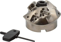 Seco - 3.126" Cut Diam, 1" Arbor Hole, 0.866" Max Depth of Cut, 45° Indexable Chamfer & Angle Face Mill - 9 Inserts, XO.. 1204 Insert, Right Hand Cut, 3 Flutes, Through Coolant, Series R220.49 - Industrial Tool & Supply