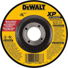DeWALT - 24 Grit, 4" Wheel Diam, 1/4" Wheel Thickness, 5/8" Arbor Hole, Type 27 Depressed Center Wheel - Zirconia Alumina, Resinoid Bond, 15,200 Max RPM, Compatible with Angle Grinder - Industrial Tool & Supply