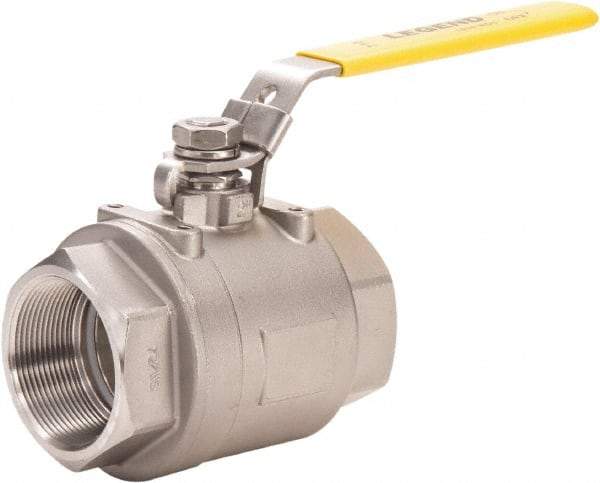 Legend Valve - 4" Pipe, Full Port, Stainless Steel Full Port Ball Valve - 2 Piece, FNPT x FNPT Ends, Locking Lever Handle, 800 WOG, 150 WSP - Industrial Tool & Supply